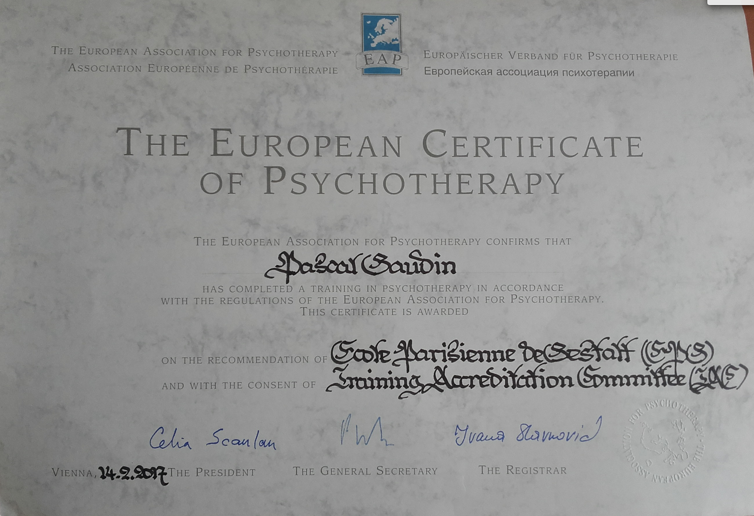 Certificat CEP